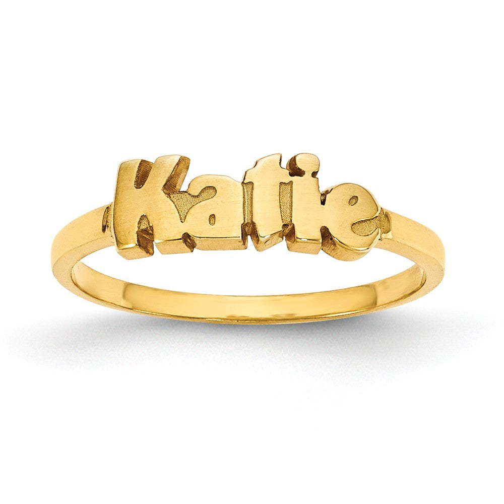 10k Yellow Gold Laser Polished Name Ring, Size: 7