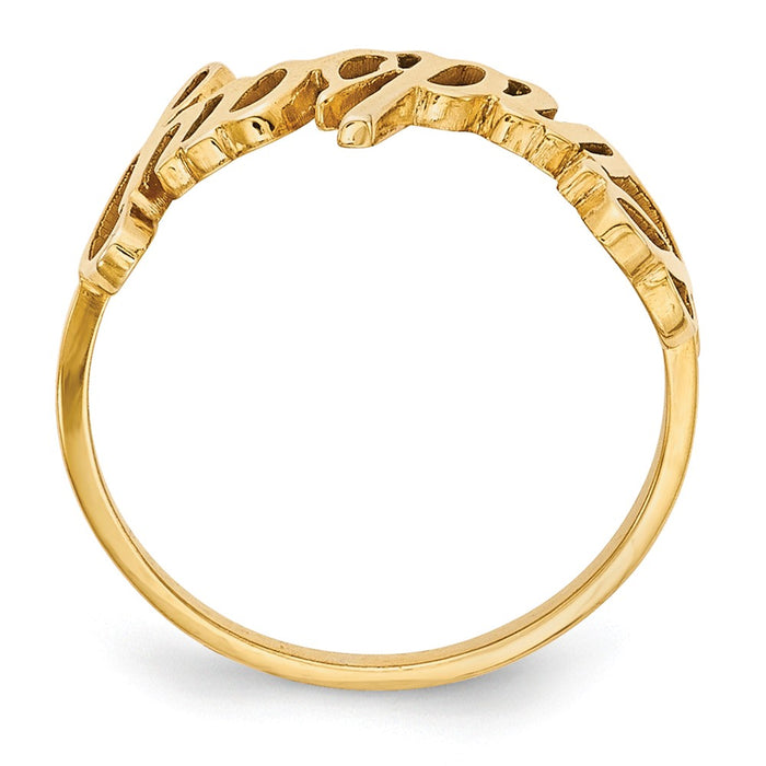 10k Yellow Gold Laser Polished Name Ring, Size: 7