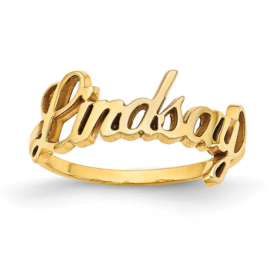 10k Yellow Gold Laser Polished Name Ring, Size: 7