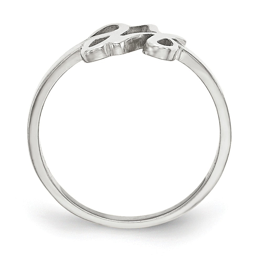 10k White Gold Laser Polished Initial Script or Block Font Ring, Size: 7
