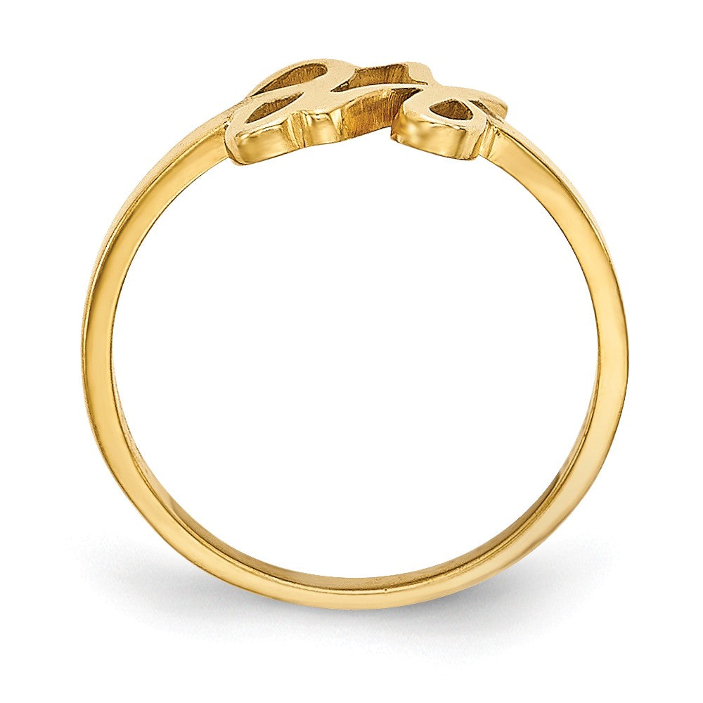 10k Yellow Gold Laser Polished Initial Script or Block Font Ring, Size: 7