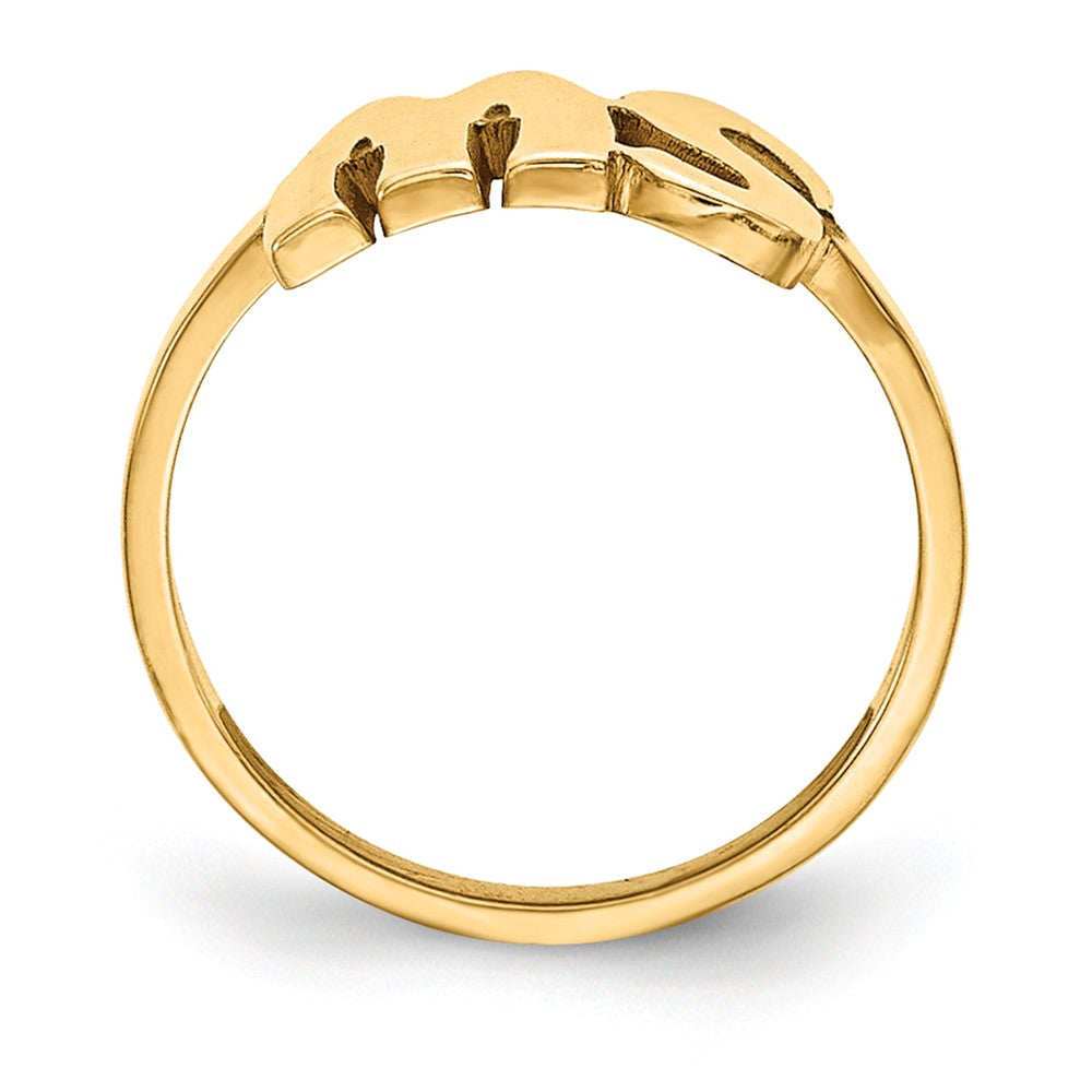 10k Yellow Gold Laser Polished Initial Script or Block Font Ring, Size: 7