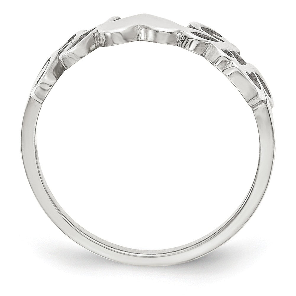 10k White Gold Laser Polished Couple's Initials And Heart Ring, Size: 7