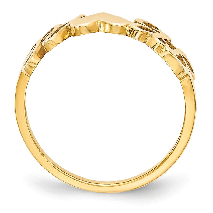 10k Yellow Gold Laser Polished Couple's Initials And Heart Ring, Size: 7