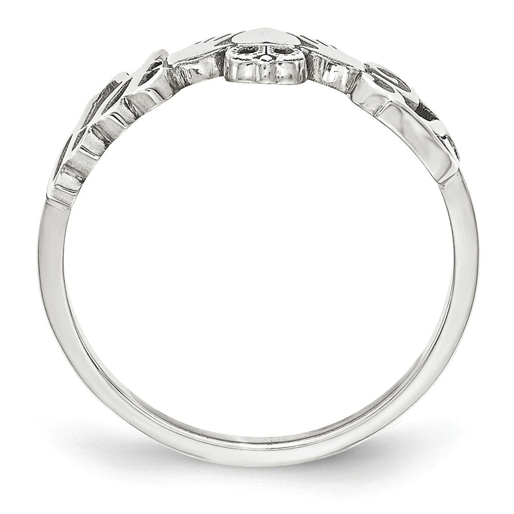 10k White Gold Laser Polished Couple's Initials And Heart Claddagh Ring, Size: 7