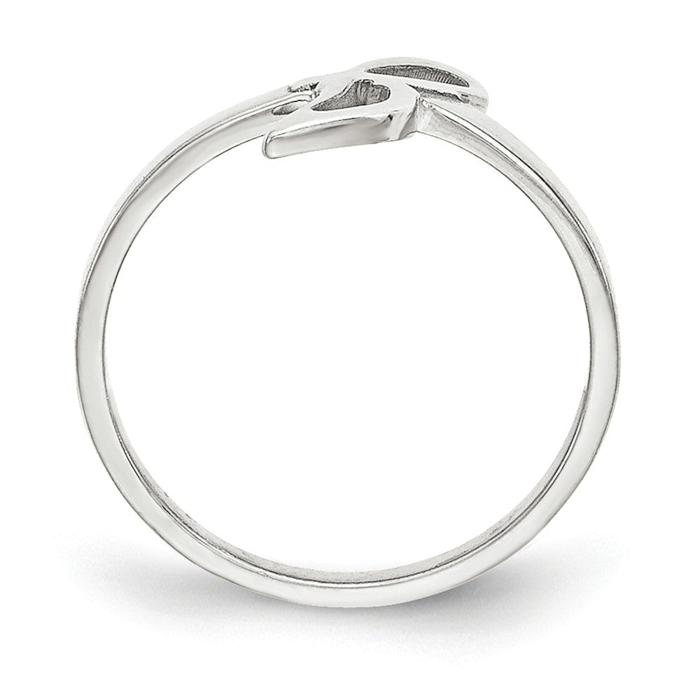 10k White Gold Laser Polished Initial Script or Block Font Ring, Size: 7