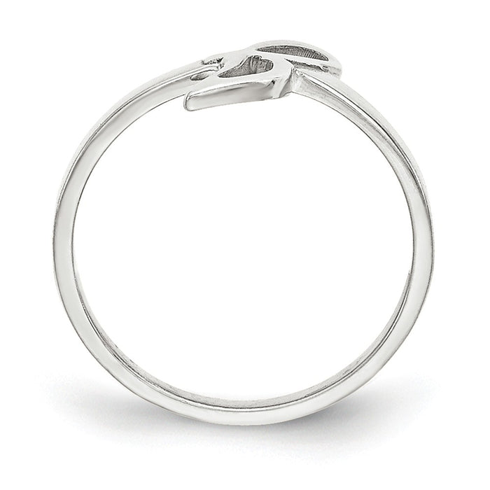 10k White Gold Laser Polished Initial Script or Block Font Ring, Size: 7