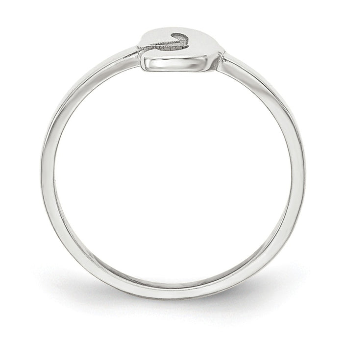 10k White Gold Laser Polished Initial Script or Block Font Ring, Size: 7