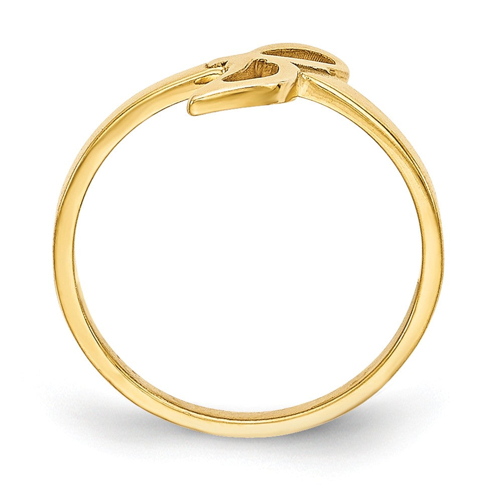 10k Yellow Gold Laser Polished Initial Script or Block Font Ring, Size: 7