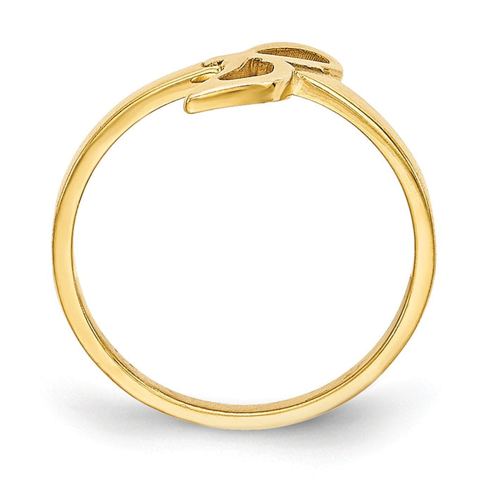 10k Yellow Gold Laser Polished Initial Script or Block Font Ring, Size: 7