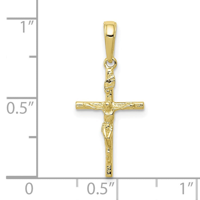 Million Charms 10K Yellow Gold Themed Inri Hollow Relgious Crucifix Pendant