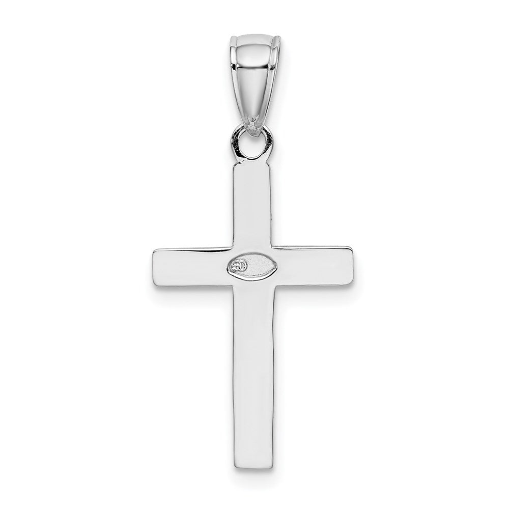Million Charms 10K White Gold Themed Polished Relgious Cross Pendant