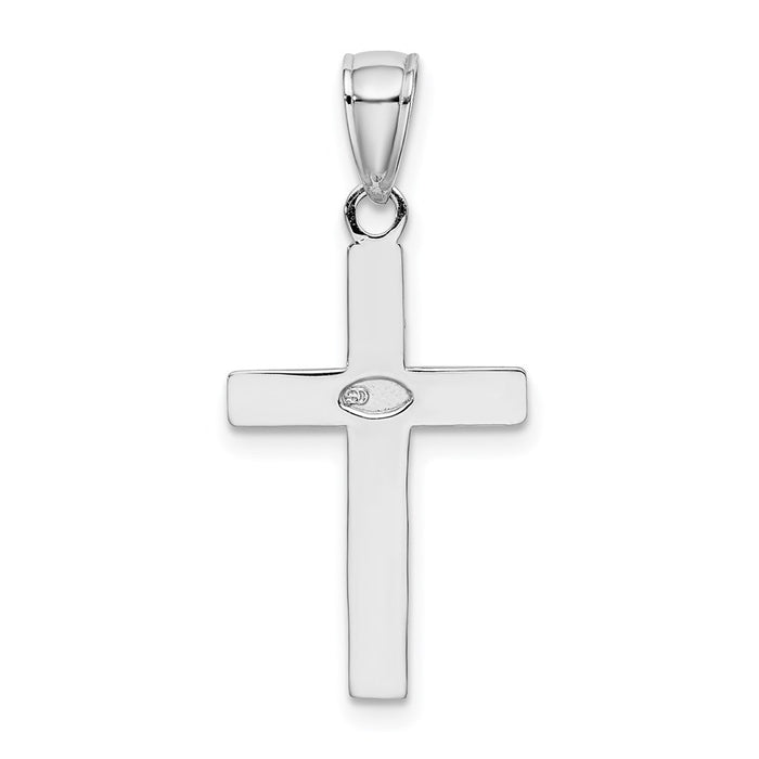Million Charms 10K White Gold Themed Polished Relgious Cross Pendant