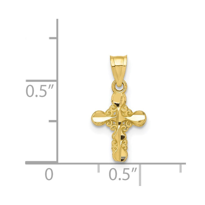 Million Charms 10K Yellow Gold Themed Polished Relgious Cross Charm