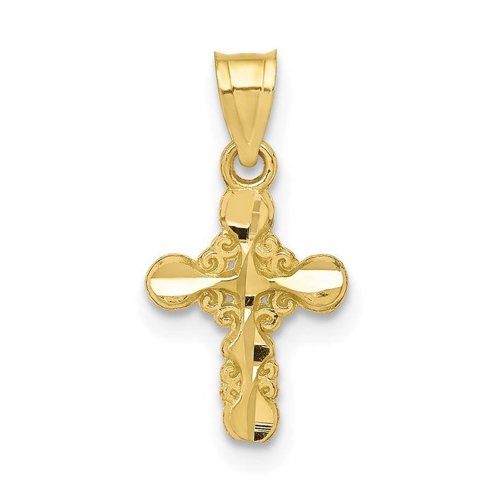 Million Charms 10K Yellow Gold Themed Polished Relgious Cross Charm