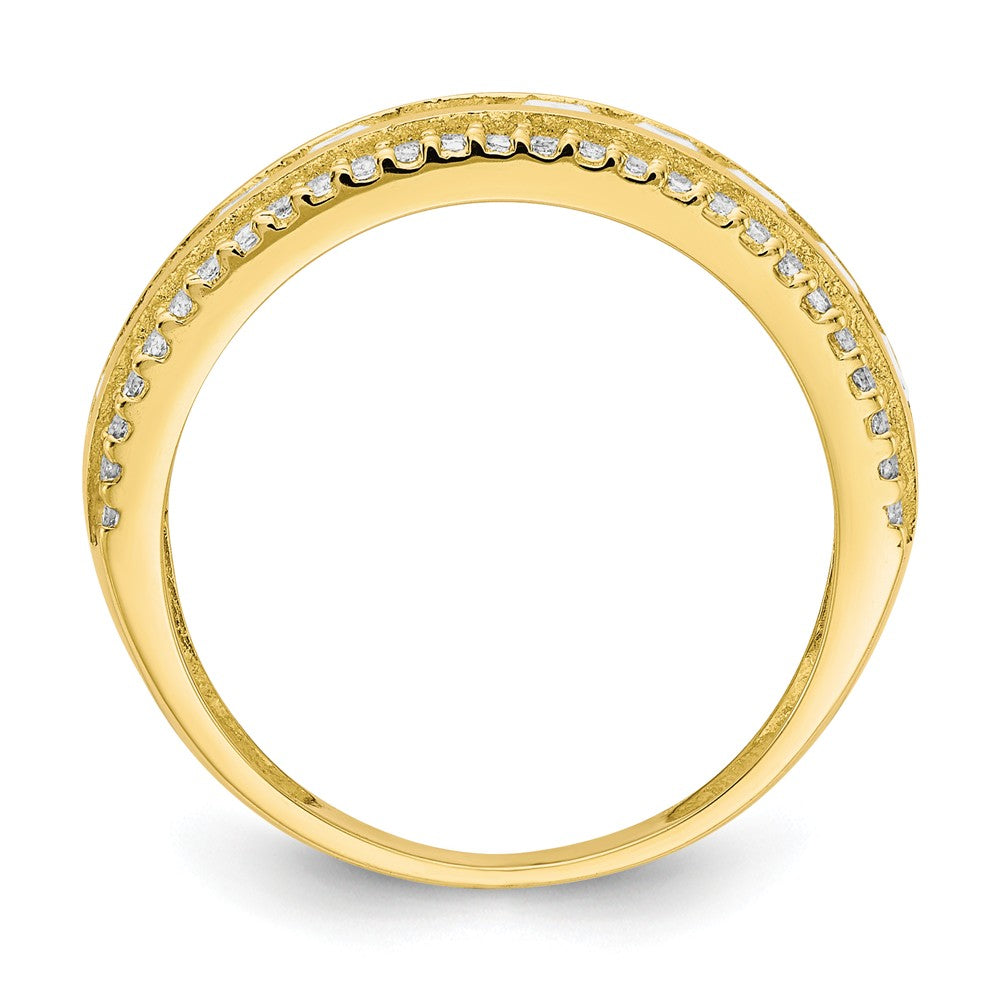 10k Yellow Gold Tiara Collection Polished CZ Ring, Size: 7