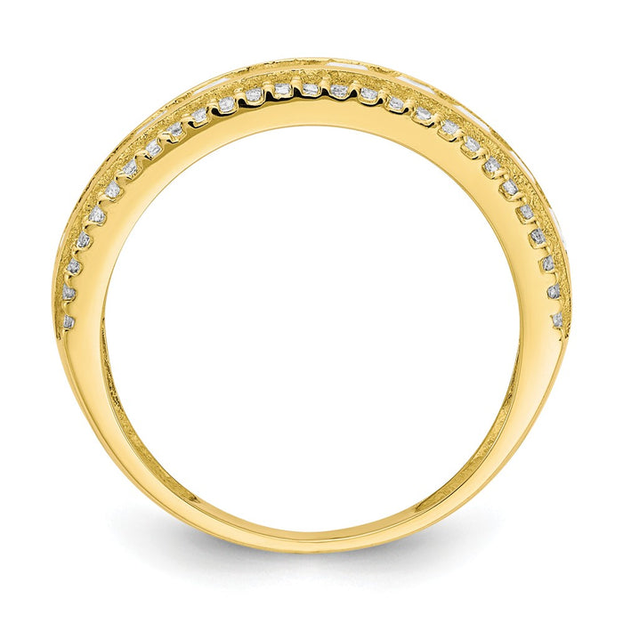 10k Yellow Gold Tiara Collection Polished CZ Ring, Size: 7