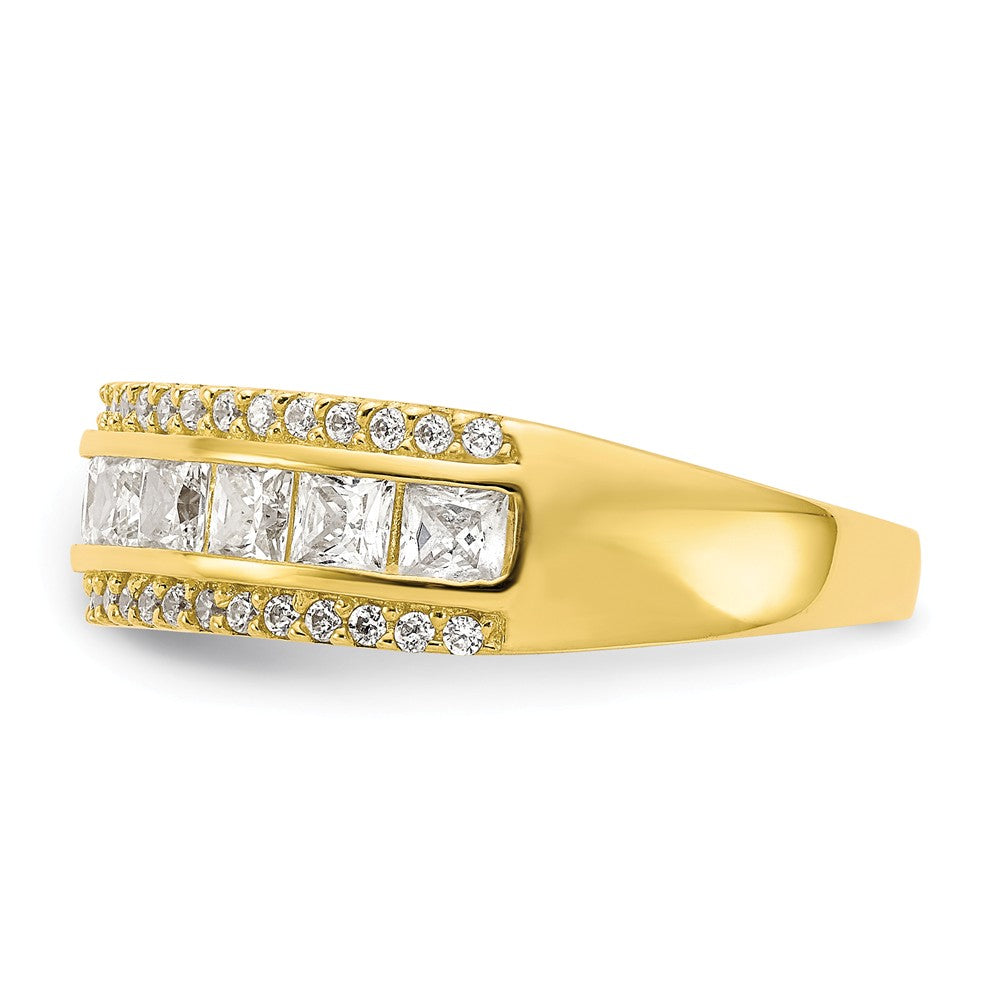 10k Yellow Gold Tiara Collection Polished CZ Ring, Size: 7