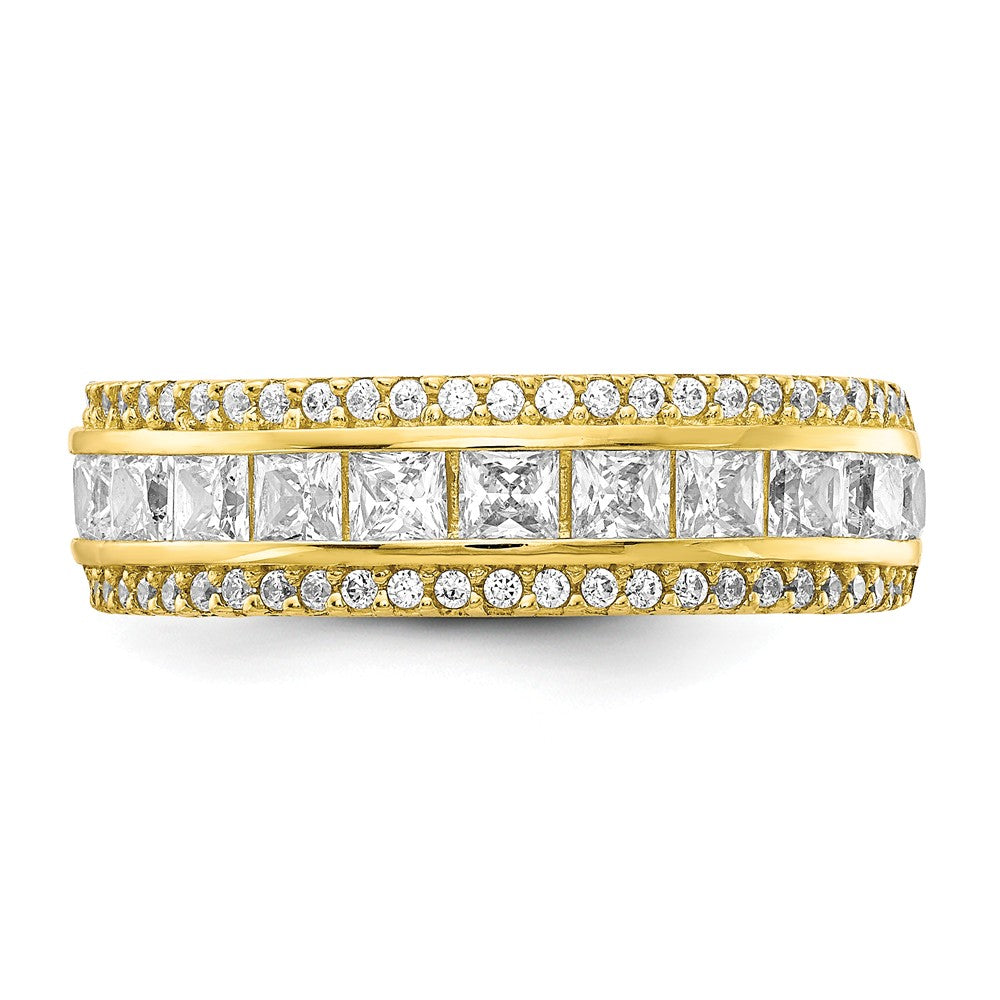 10k Yellow Gold Tiara Collection Polished CZ Ring, Size: 7