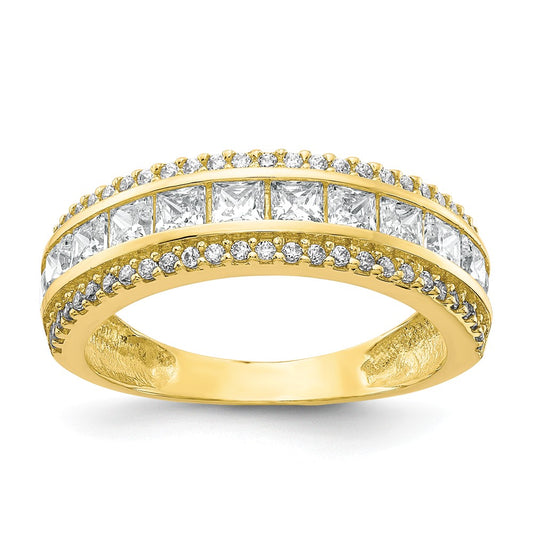10k Yellow Gold Tiara Collection Polished CZ Ring, Size: 7