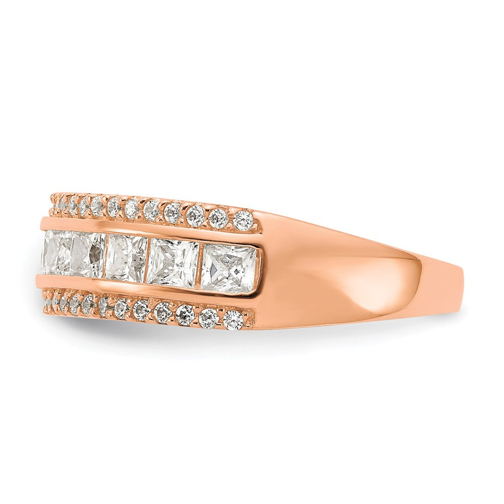 10K Tiara Collection Rose Gold Polished CZ Ring, Size: 7