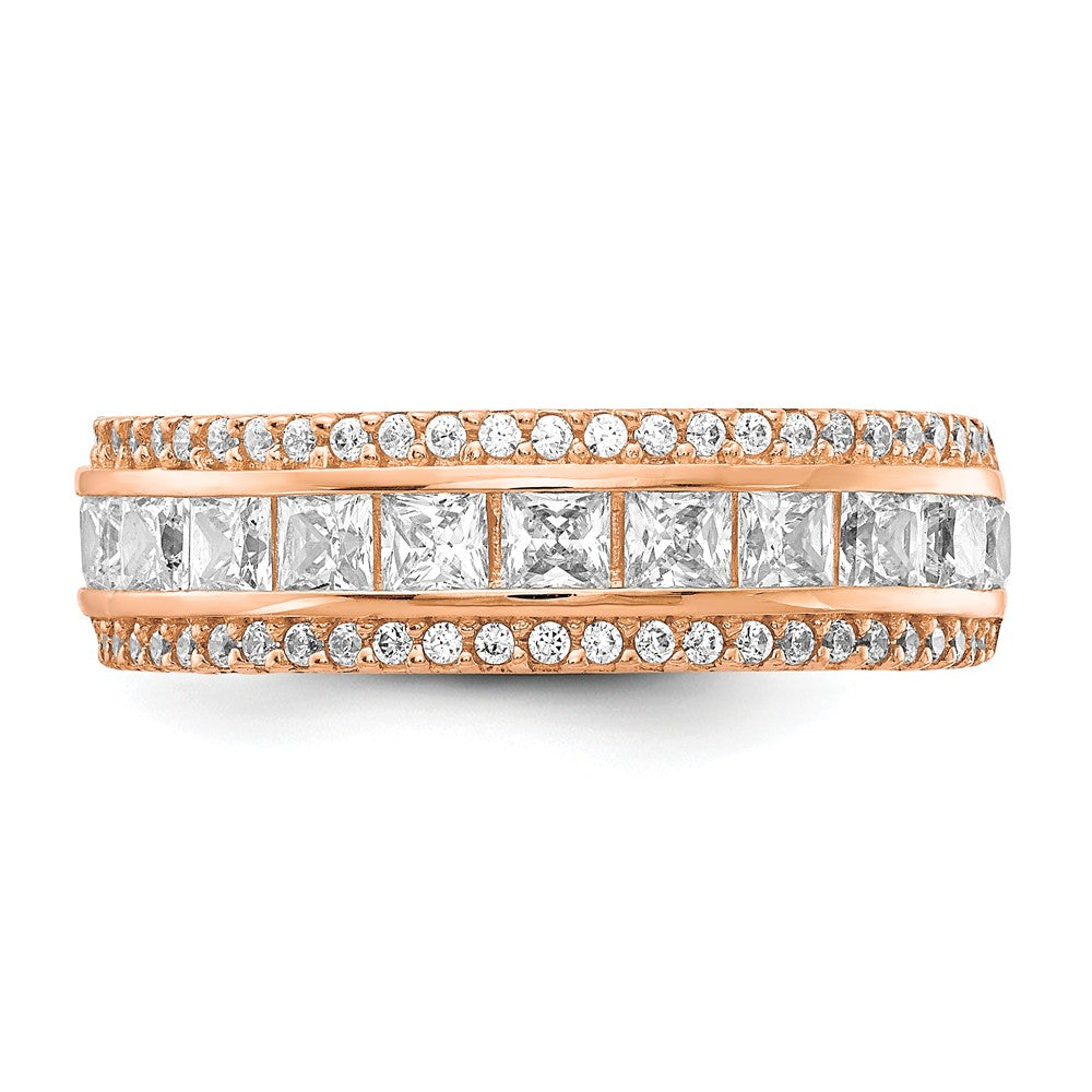 10K Tiara Collection Rose Gold Polished CZ Ring, Size: 7