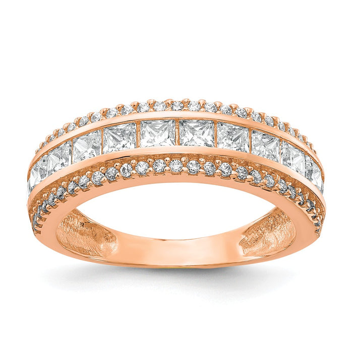 10K Tiara Collection Rose Gold Polished CZ Ring, Size: 7