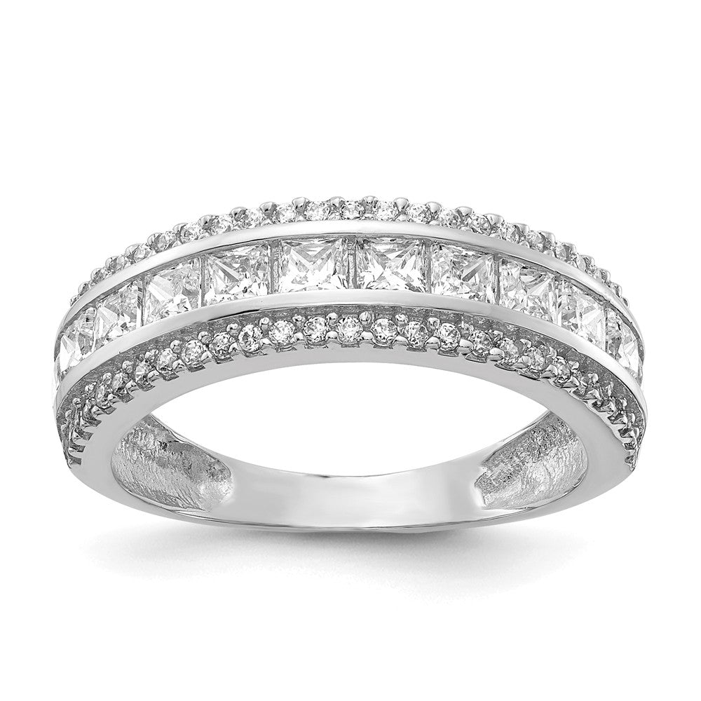 10K Tiara Collection White Gold Polished CZ Ring, Size: 7
