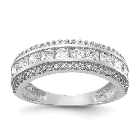 10K Tiara Collection White Gold Polished CZ Ring, Size: 7