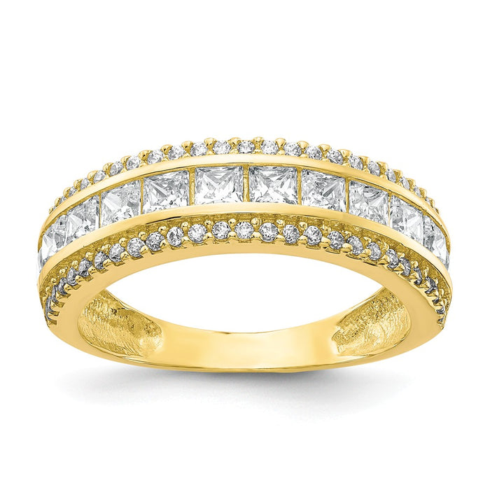 10k Yellow Gold Tiara Collection Polished CZ Ring, Size: 7