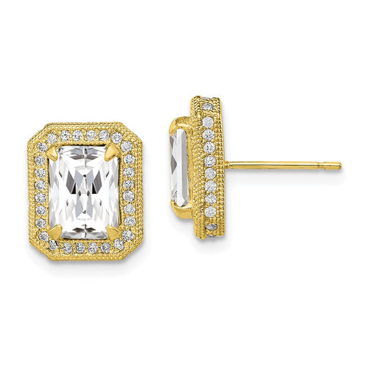10k Yellow Gold Tiara Collection Polished Cubic Zirconia ( CZ ) Earrings, 11.94mm x 9.96mm