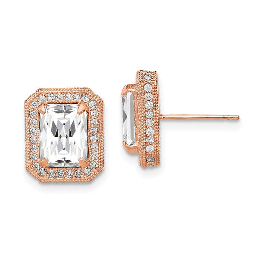 10K Tiara Collection Rose Gold Polished Cubic Zirconia ( CZ ) Earrings, 11.94mm x 9.96mm