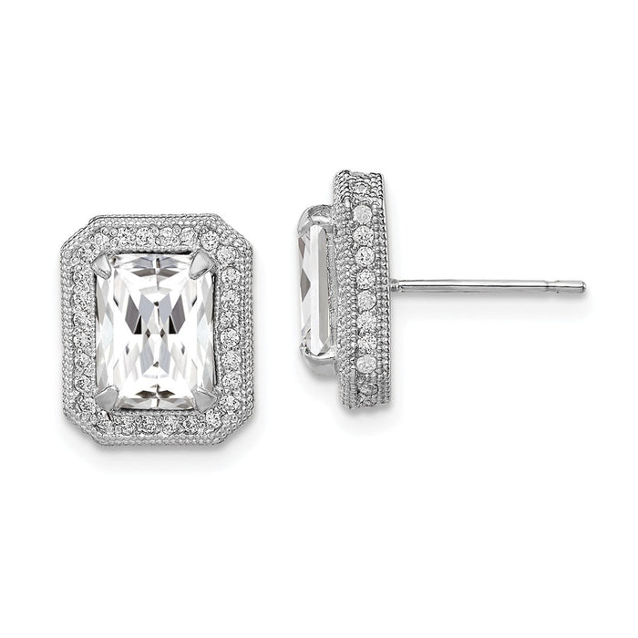 10K Tiara Collection White Gold Polished Cubic Zirconia ( CZ ) Earrings, 11.94mm x 9.96mm