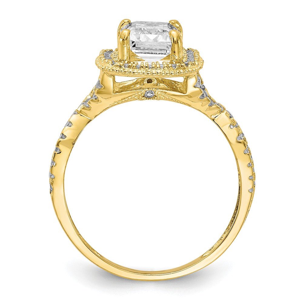 10k Yellow Gold Tiara Collection Polished CZ Ring, Size: 7