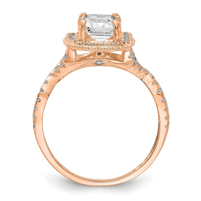 10K Tiara Collection Rose Gold Polished CZ Ring, Size: 7