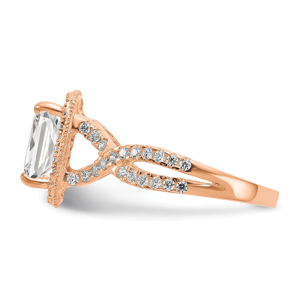 10K Tiara Collection Rose Gold Polished CZ Ring, Size: 7