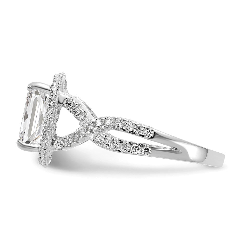 10K Tiara Collection White Gold Polished CZ Ring, Size: 7