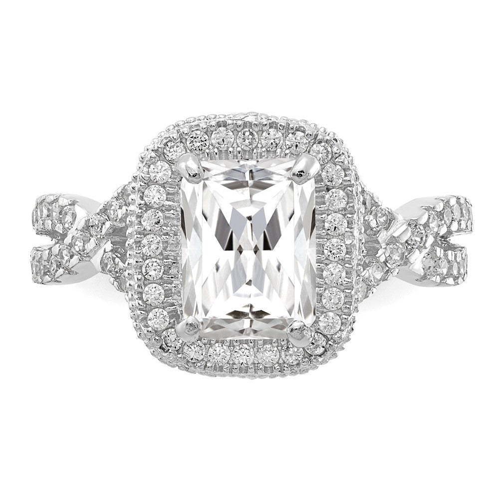10K Tiara Collection White Gold Polished CZ Ring, Size: 7