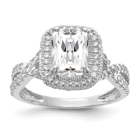 10K Tiara Collection White Gold Polished CZ Ring, Size: 7