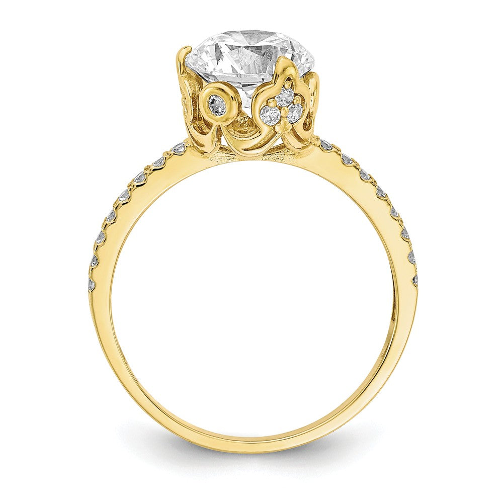 10k Yellow Gold Tiara Collection Polished CZ Ring, Size: 7