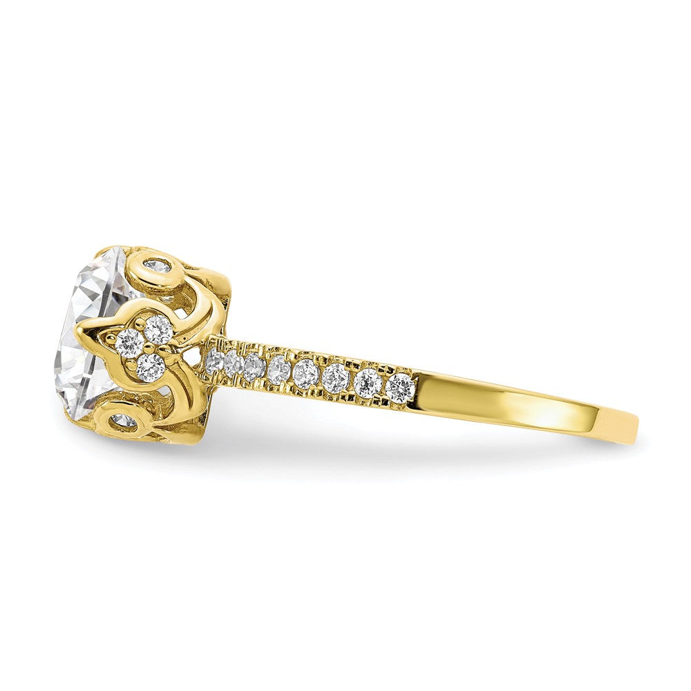10k Yellow Gold Tiara Collection Polished CZ Ring, Size: 7