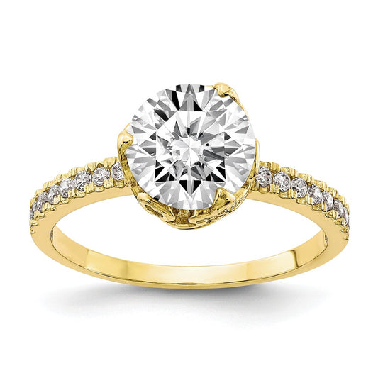 10k Yellow Gold Tiara Collection Polished CZ Ring, Size: 7
