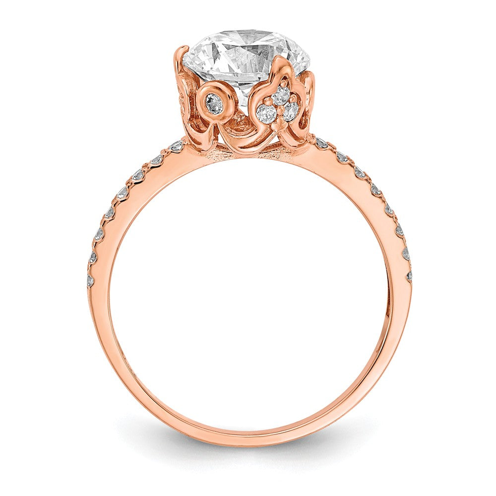 10K Tiara Collection Rose Gold Polished CZ Ring, Size: 7