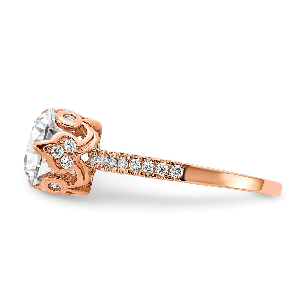 10K Tiara Collection Rose Gold Polished CZ Ring, Size: 7