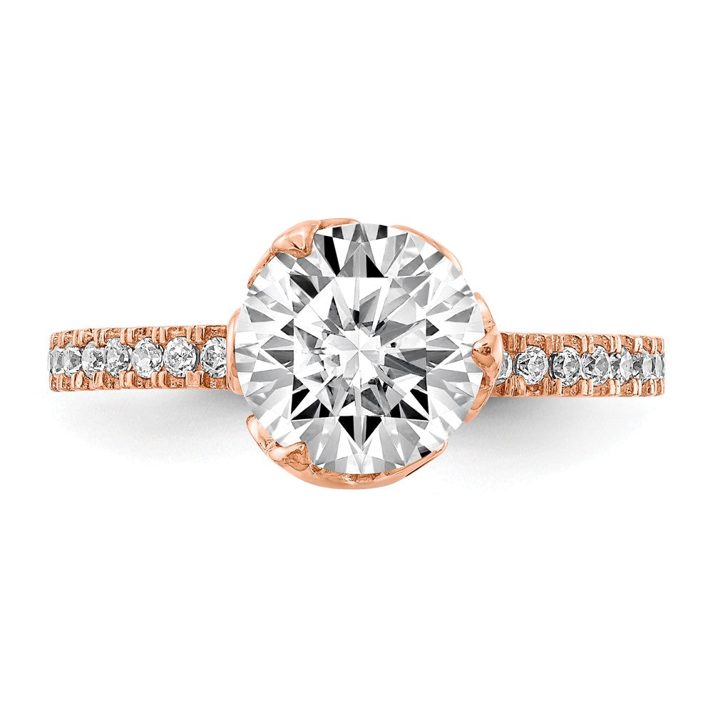 10K Tiara Collection Rose Gold Polished CZ Ring, Size: 7