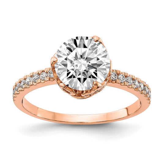 10K Tiara Collection Rose Gold Polished CZ Ring, Size: 7