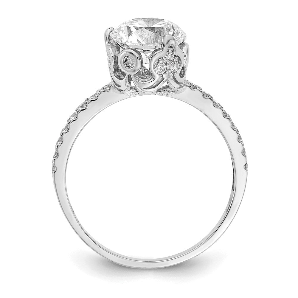 10K Tiara Collection White Gold Polished CZ Ring, Size: 7