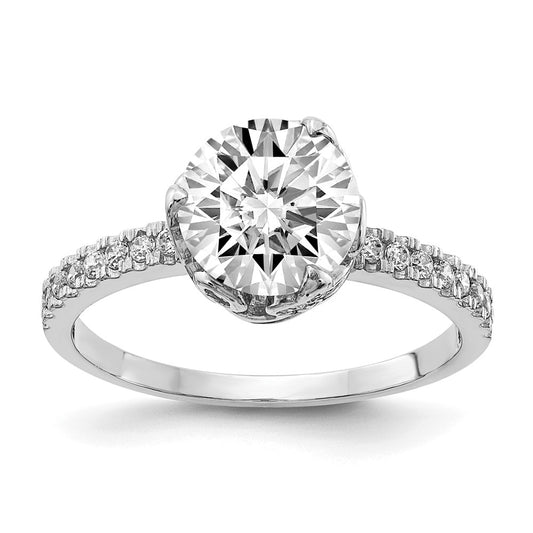 10K Tiara Collection White Gold Polished CZ Ring, Size: 7
