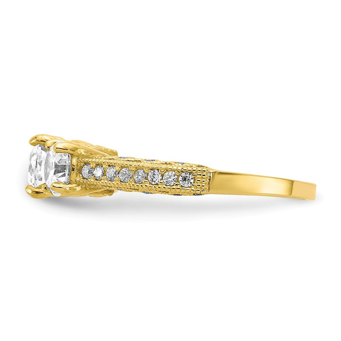 10k Yellow Gold Tiara Collection Polished CZ Ring, Size: 7
