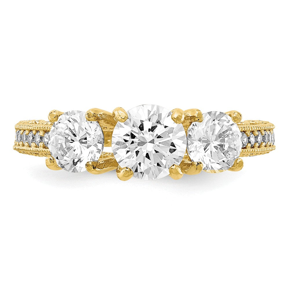 10k Yellow Gold Tiara Collection Polished CZ Ring, Size: 7